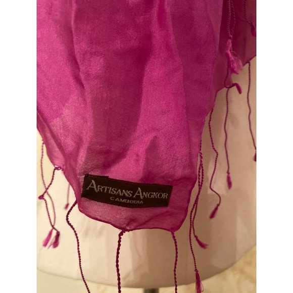 Artisans Angkor 100% Silk Luxury Mauve Scarf - Picture 5 of 6